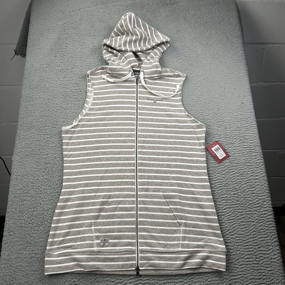 Kimes Sheena Sleeveless Gray Full Zip Hood Women’s Top Vest Size XL